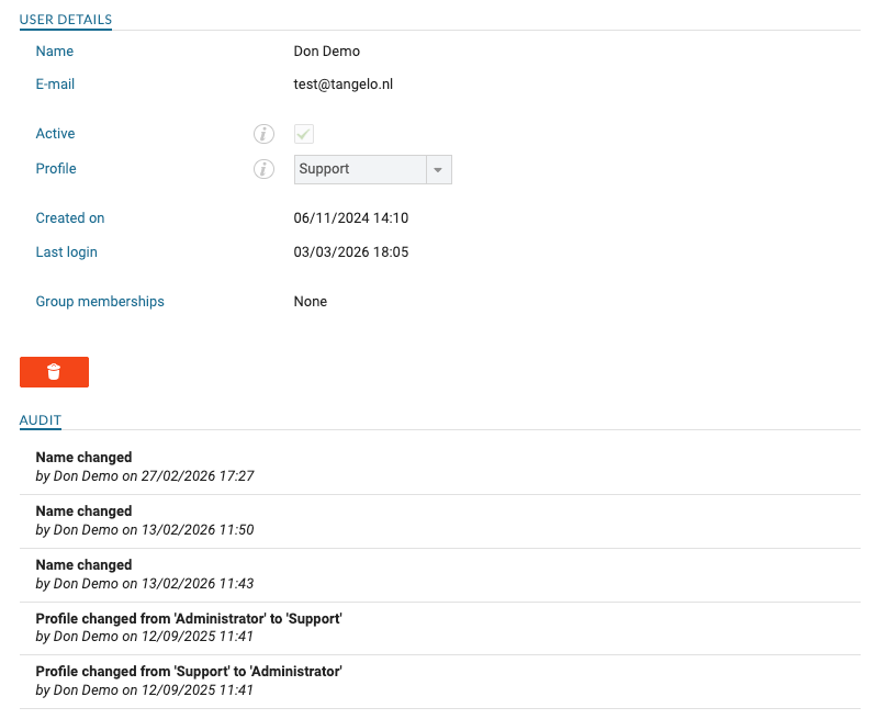 Single user details