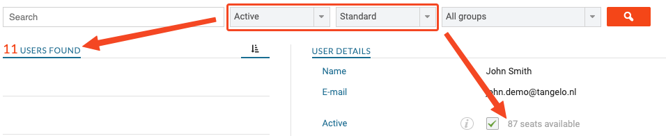Standard and administrator license count