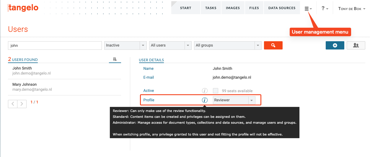 Account profile settings