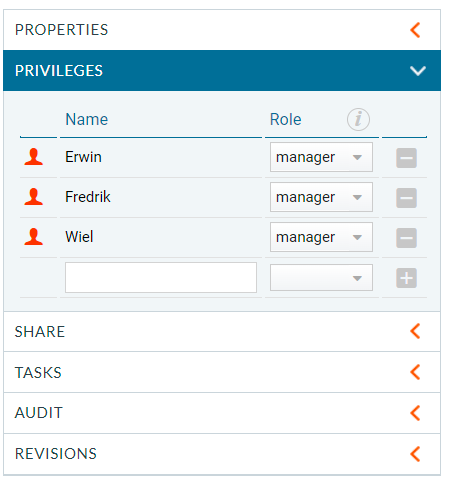 Privileges tab