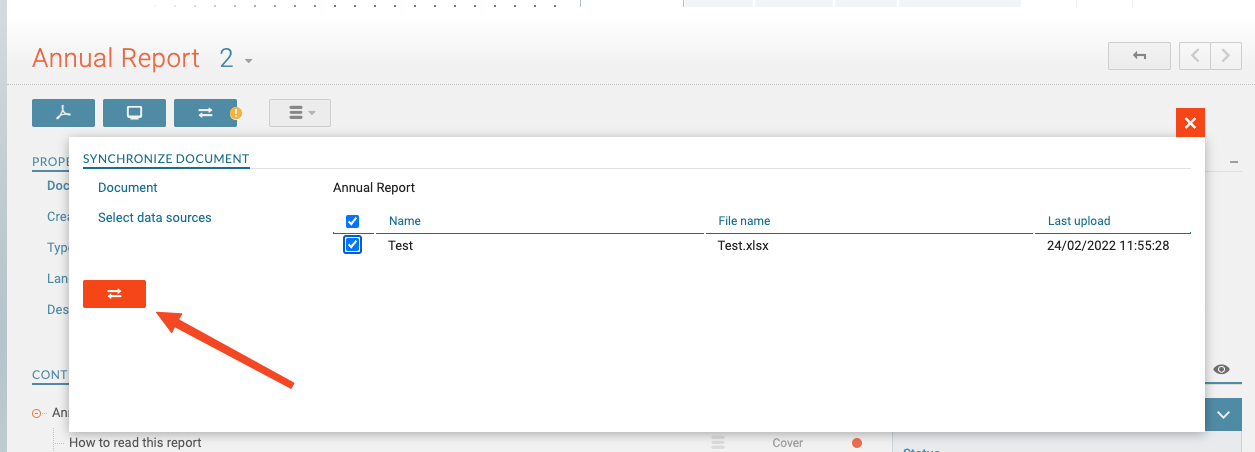 Select data sources to synchronize