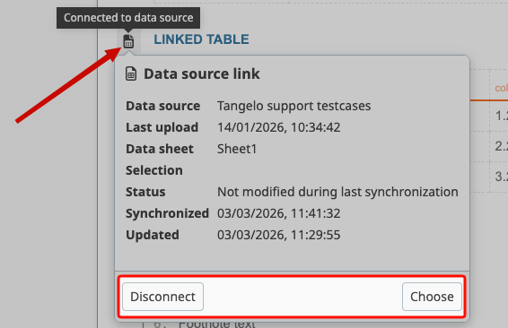 Disconnect or change linked table