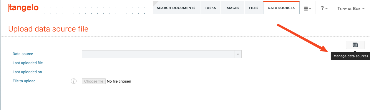 Manage data sources option