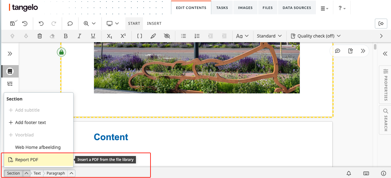 Add Report PDF item