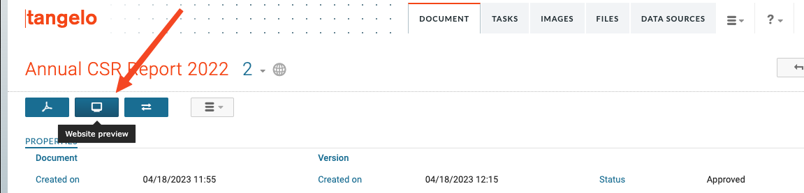 Website preview button