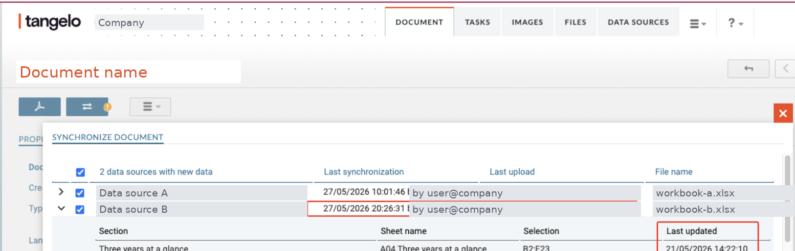 Synchronisation screen reporting two data sources with new data and no errors