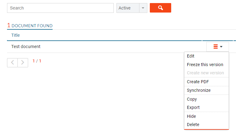 Document options in the hamburger menu