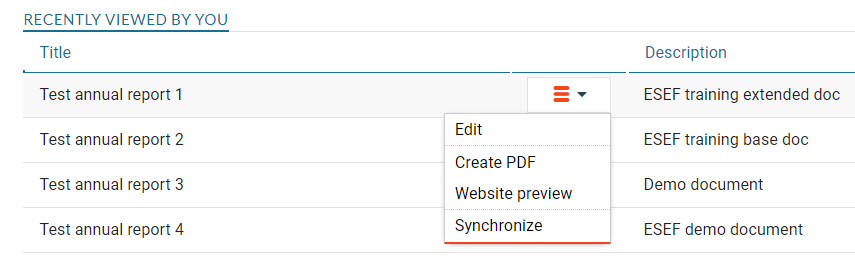 The hamburger menu for a document
